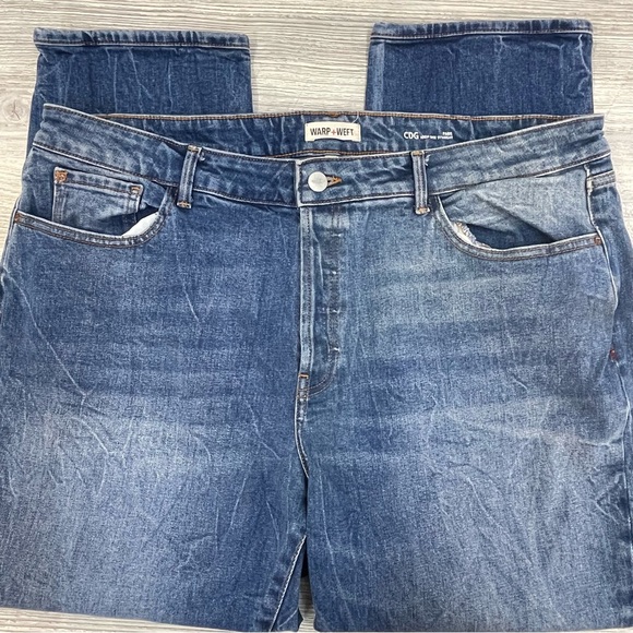 Warp + Weft High Rise Straight Riviera CDG Paris Blue Denim Jeans Plus Size 20 - Picture 4 of 10